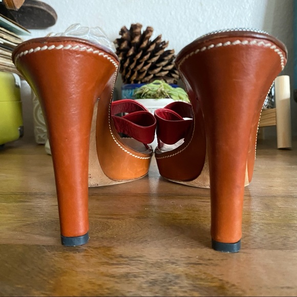 Yves Saint Laurent Red and Brown Heels - Picture 5 of 11